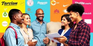 Diverse entrepreneurs discussing franchise opportunities together.